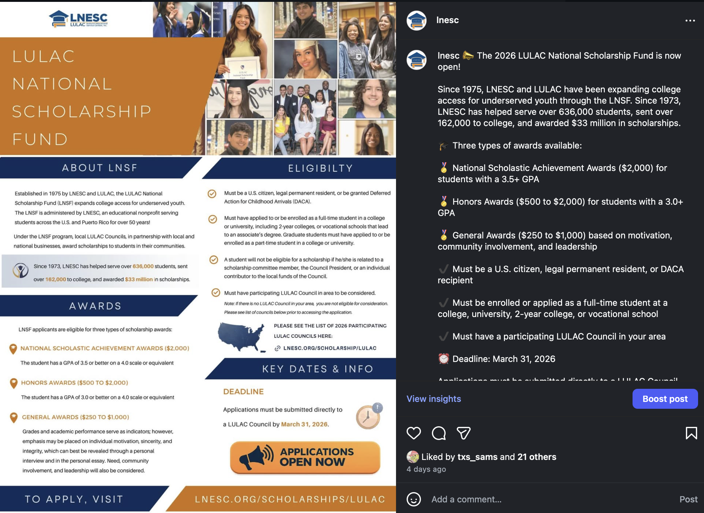 2026 LNSF Announcement social post example